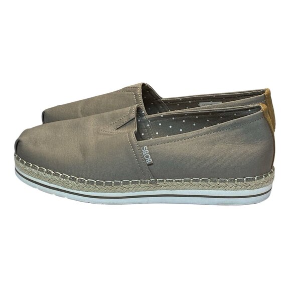 Bobs By Skechers Womens W10 Memory Foam Espadrille Flats Tan Canvas Shoe Comfort - Picture 1 of 9